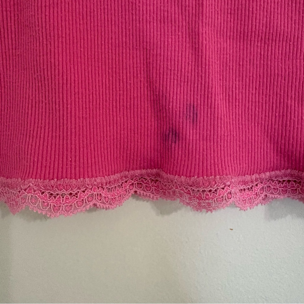 Pink and Yellow Y2K Lace Trim Tank Tops - Small - Picture 4 of 8